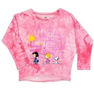 NWT NIP Appaman X Peanuts Slouchy Sweatshirt - Light Pink Tie Dye Size: 5